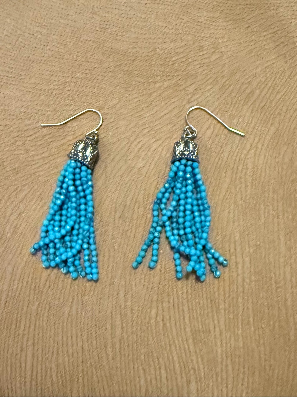 Turquoise Seed Bead Tassel Earrings - Women Jewelry